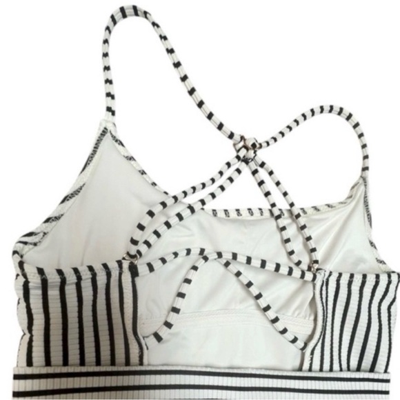 Kona Sol Black White Striped One Piece Swimsuit Ribbed Cutout Back S - Picture 4 of 6